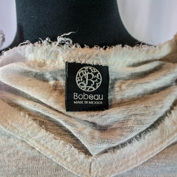 Bobeau Top Lightweight Sheer Weave Lace Shoulders A Line Cream White Siz… - Picture 4 of 4